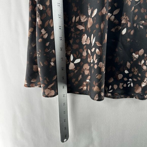Halogen Midi Skirt Womens Sz 1 Pull On Stretch Chiffon Boho Floral Black Brown - Picture 11 of 11